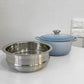ルクルーゼ LE CREUSET ココットロンド 両手鍋 ＆ マルチスチーマー コースタルブルー 20cm  鋳物 フランス ◎
