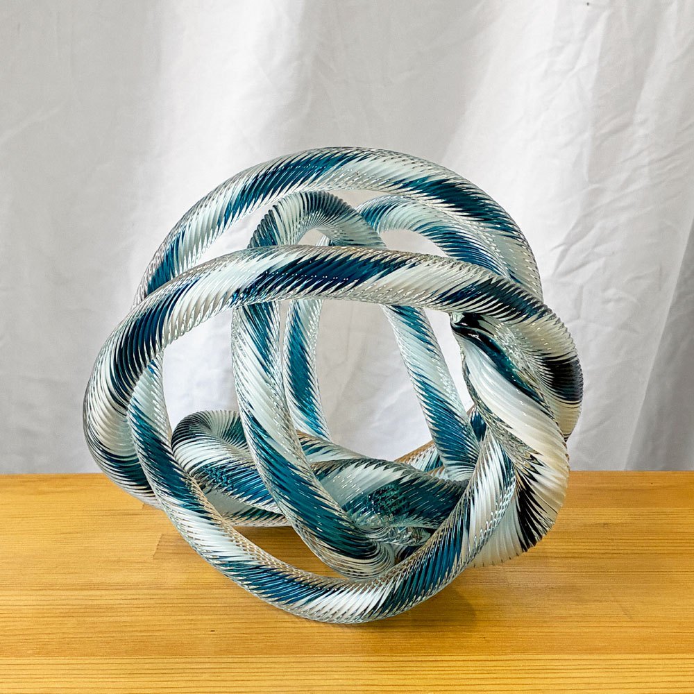 ヘイ HAY グラスノット オブジェ Glass Knot Teal and White インテリア オブジェ 北欧モダン W20cm ◇