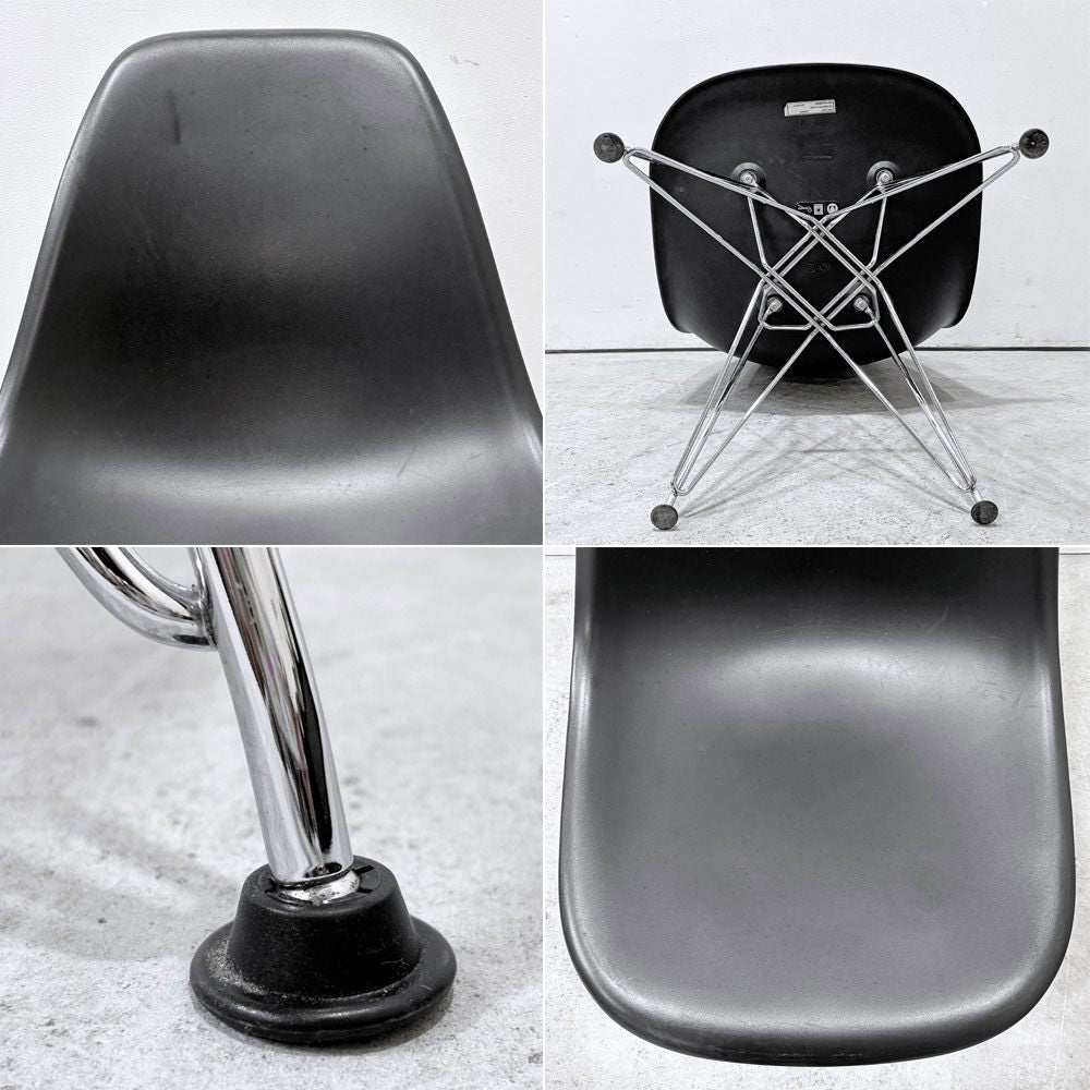 ヴィトラ vitra×ハーマンミラー HermanMiller Wネーム サイドシェルチェア ポリプロピレン ブラックカラー エッフェルベース C&Rイームズ ●
