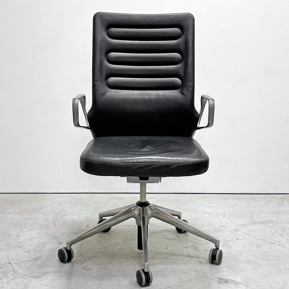 ヴィトラ vitra AC4 ワークチェア オフィスチェア ハイバック アームチェア 本革 アルミベース キャスター アントニオチッテリオ 現状品 ●