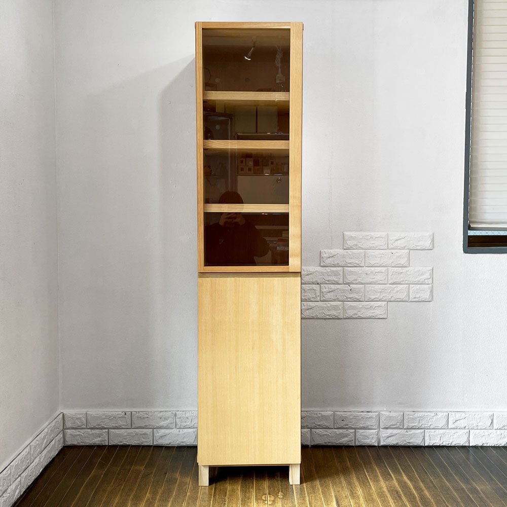 無印良品 MUJI タモ材 組み合わせて使える木製収納 スリム キャビネット カップボード ガラス扉 木製扉 ナチュラルデザイン ◎