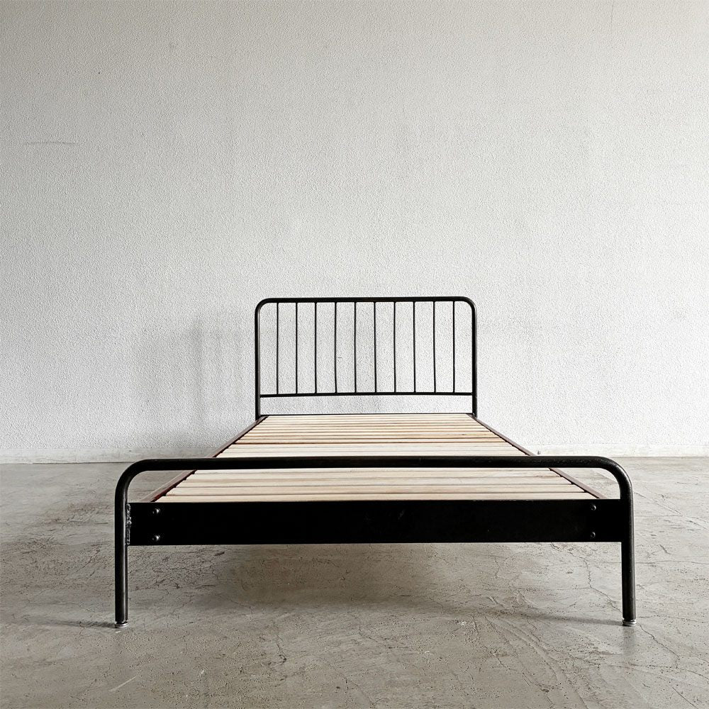 ジャーナルスタンダードファニチャー j.s.F サンク SENS BED ベッドフレーム シングルサイズ W107cm オーク材 スチール脚 インダストリアル 廃番 〓