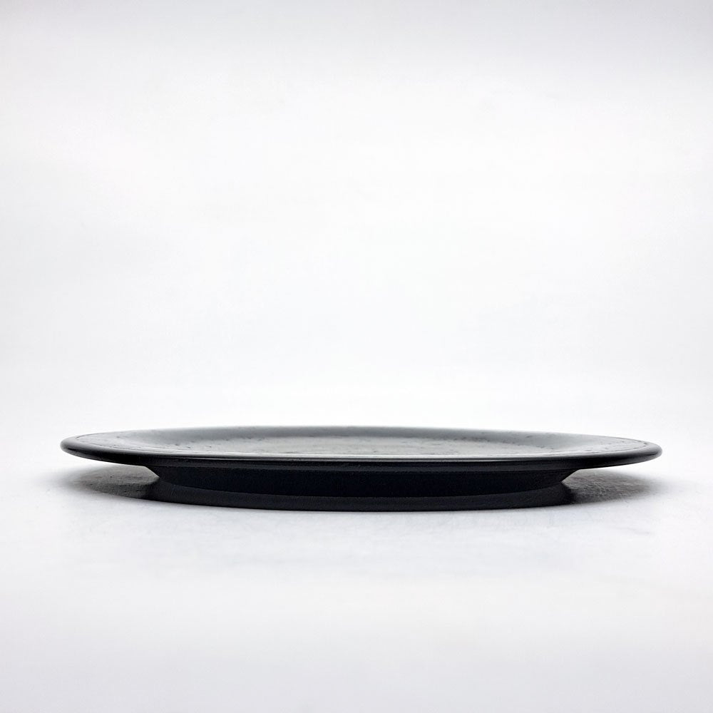 杉田明彦 リム皿 小 木製プレート Φ22cm 欅 漆器 黒 現代作家 A ●