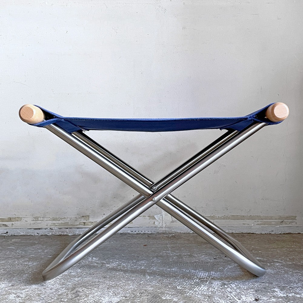 ニーチェアX  NY chair X フォールディングオットマン 折り畳み ナチュラル×ブルー  MoMA 藤栄 新居 猛 ■