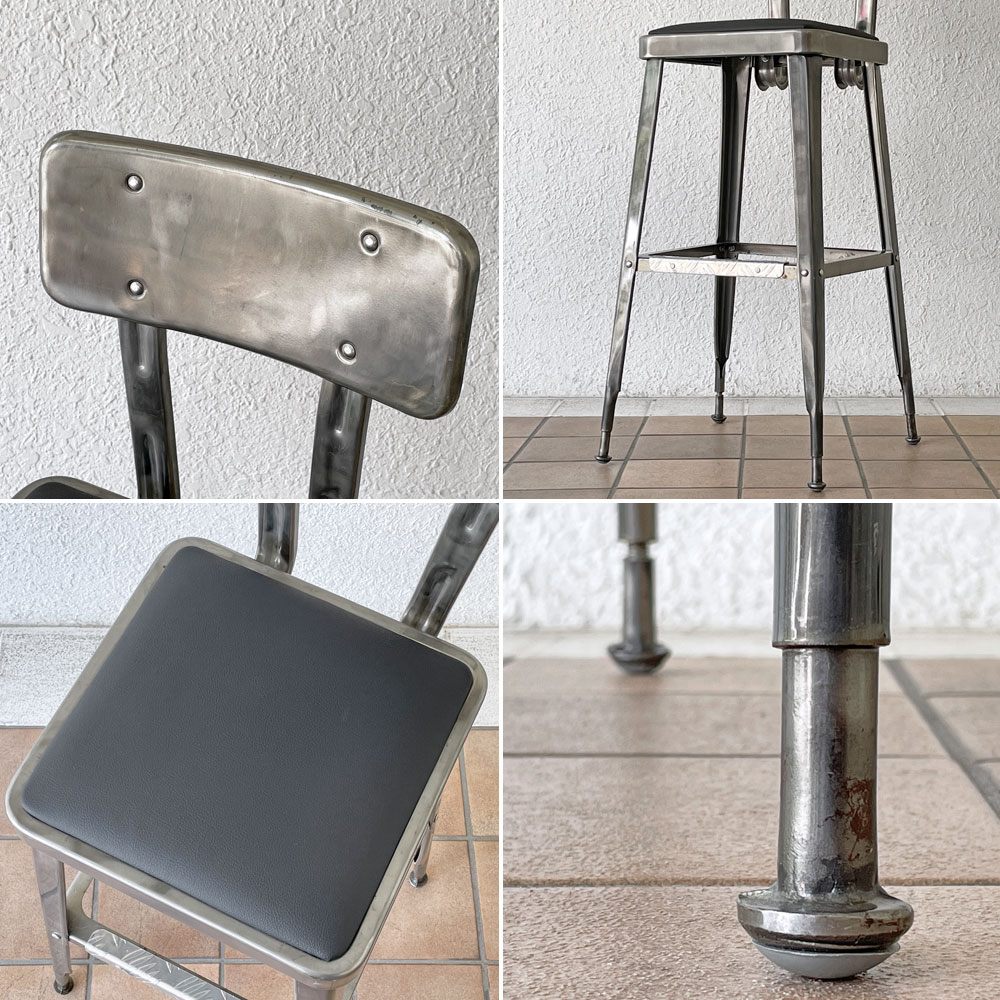 ダルトン DULTON スタンダードバーチェア Standard bar chair RAW スチール×ビニールレザー USビンテージスタイル 定価34,100円 B ◇