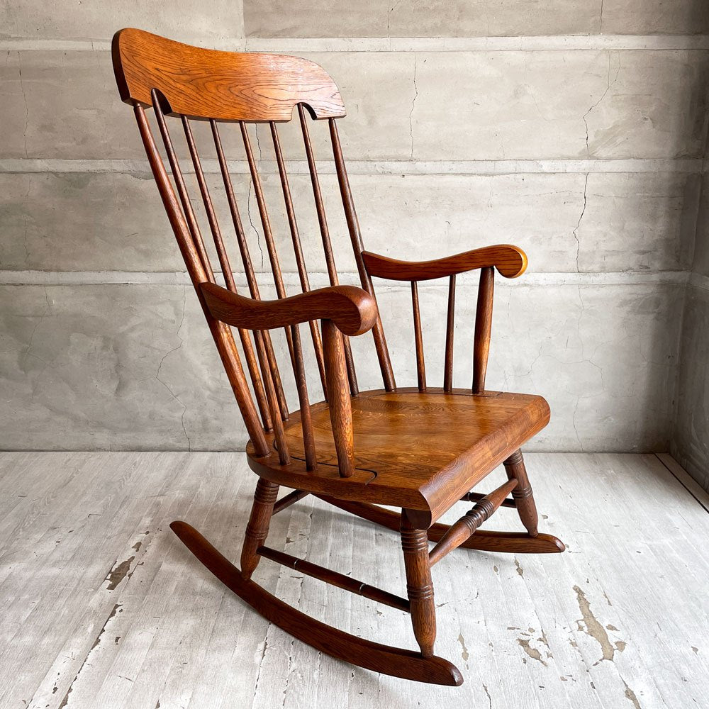 飛騨産業 HIDA キツツキ 穂高シリーズ ロッキングチェア ラウンジチェア C63 オーク無垢材 コロニアル ブラウン 定価￥91,300- ♪