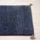 イラン 手織り ギャッベ gabbeh 絨毯 ラグ カーペット ブルー 122×83cm 鹿モチーフ ●