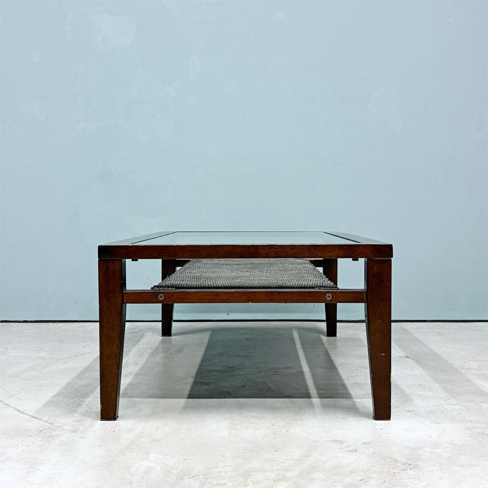 エーフラット a.flat ケイローテーブル KEI low table センターテーブル ガラス天板 ラタン ラバーウッド 定価￥52,360- ◎