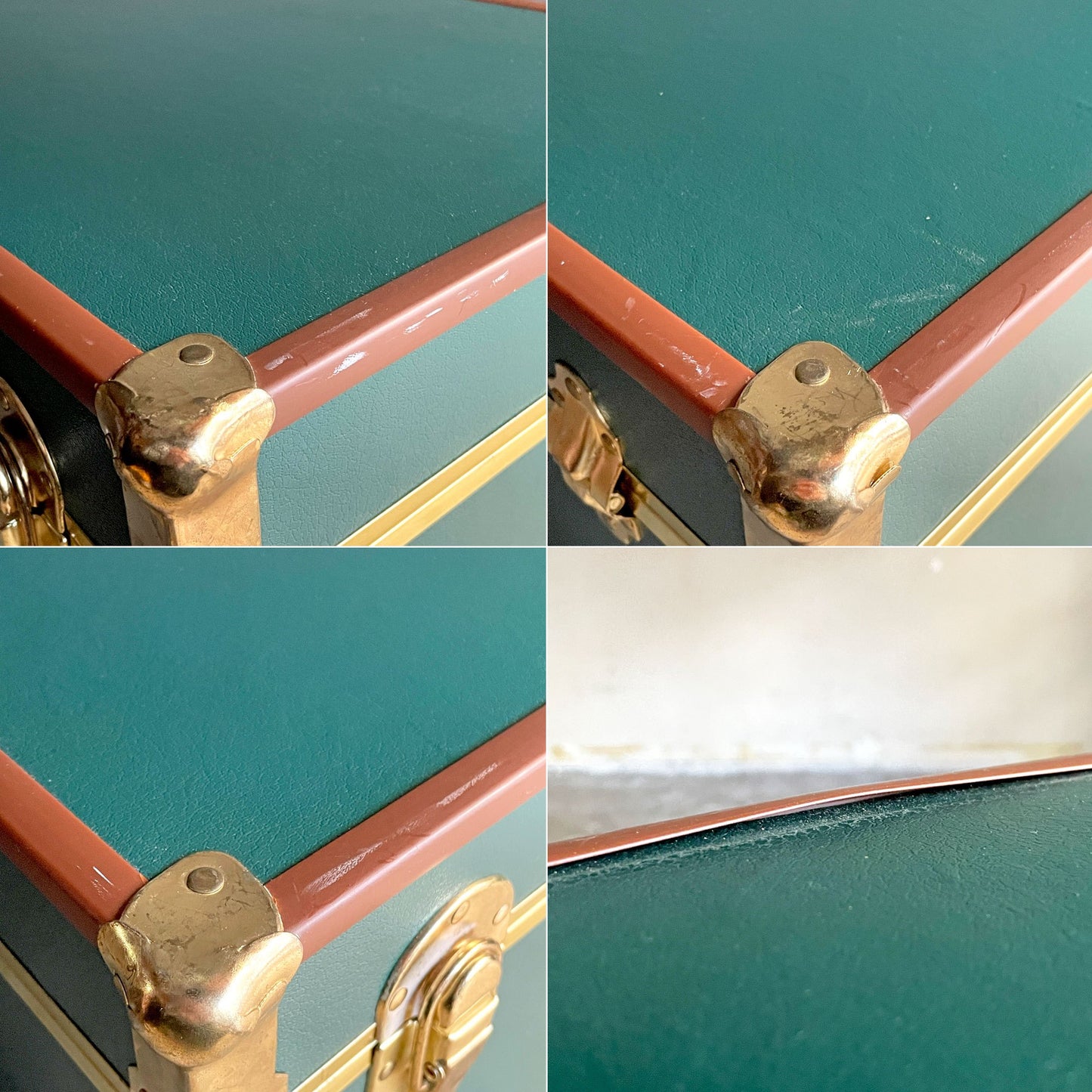 スワード トランク Seward Trunk トランクボックス ビニールレザー グリーン ゴールド 鍵付き 収納 アメリカ ■