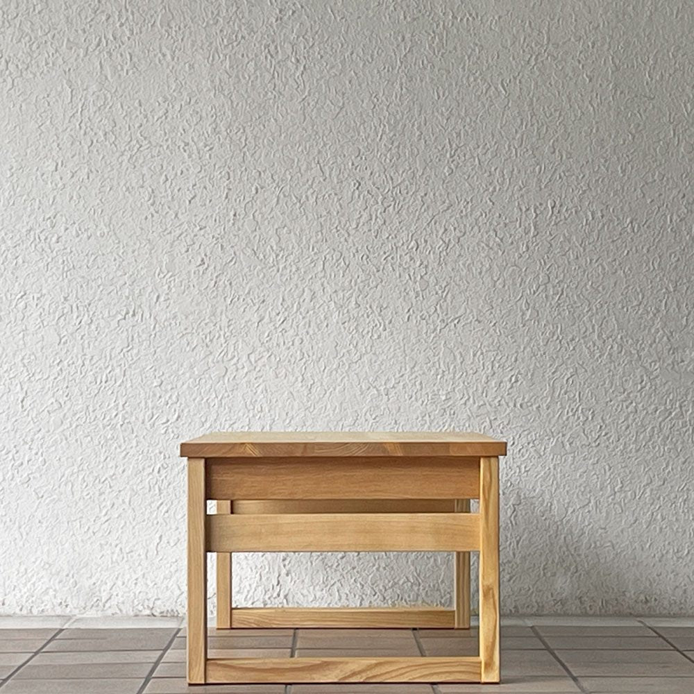オークヴィレッジ Oak Village 折りたたみ小机 文机 W90cm 箱付 無垢材 ナチュラル 飛騨高山 定価55,000円 ◇