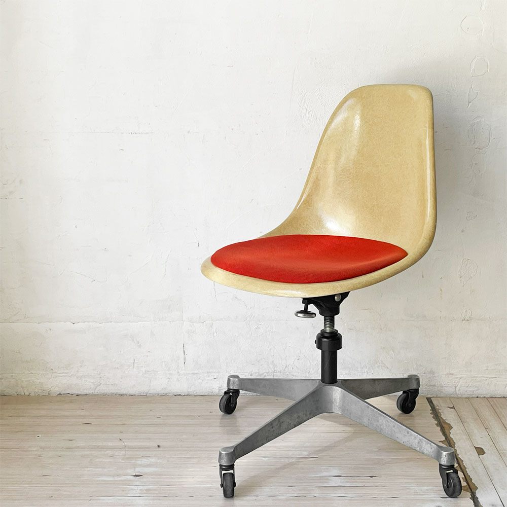 ヴィトラ vitra ファイバーグラス サイドシェルチェア FRP オークルライト キャスターベース C&R.イームズ ビンテージ 希少 ★