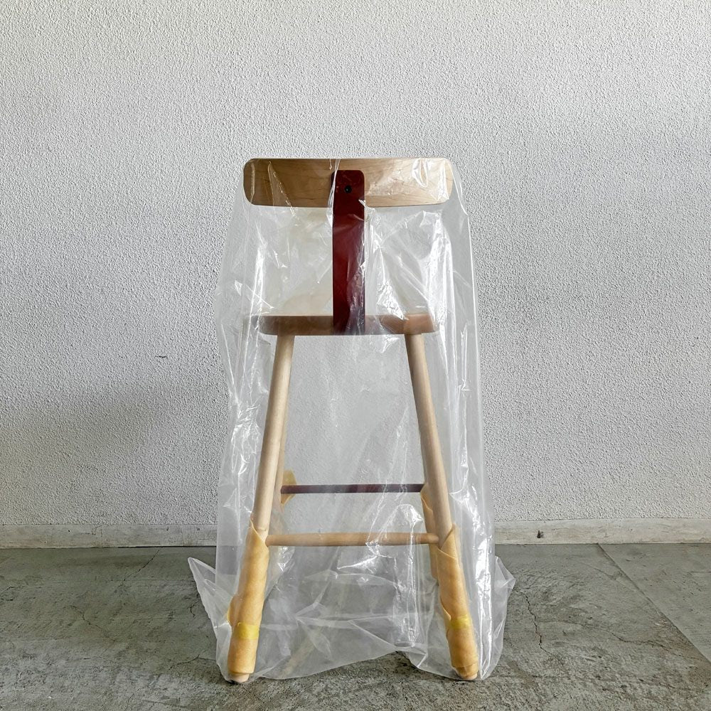 マルニコレクション MARUNI COLLECTION ティーアンドオー T&O T2 バースツール Mid メープル材 レッドスチール 座高64cm ジャスパー・モリソン マルニ木工 定価￥95,700- 未使用保管品 A 〓
