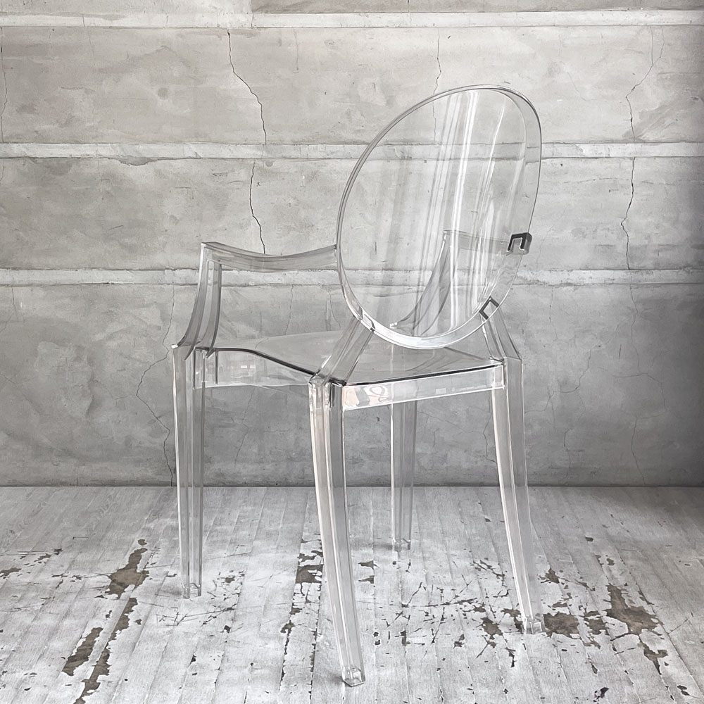 カルテル Kartell ルイゴースト LouisGhost アームチェア クリスタル スタッキング フィリップ・スタルク Philippe Starck イタリア 現状品 ♪