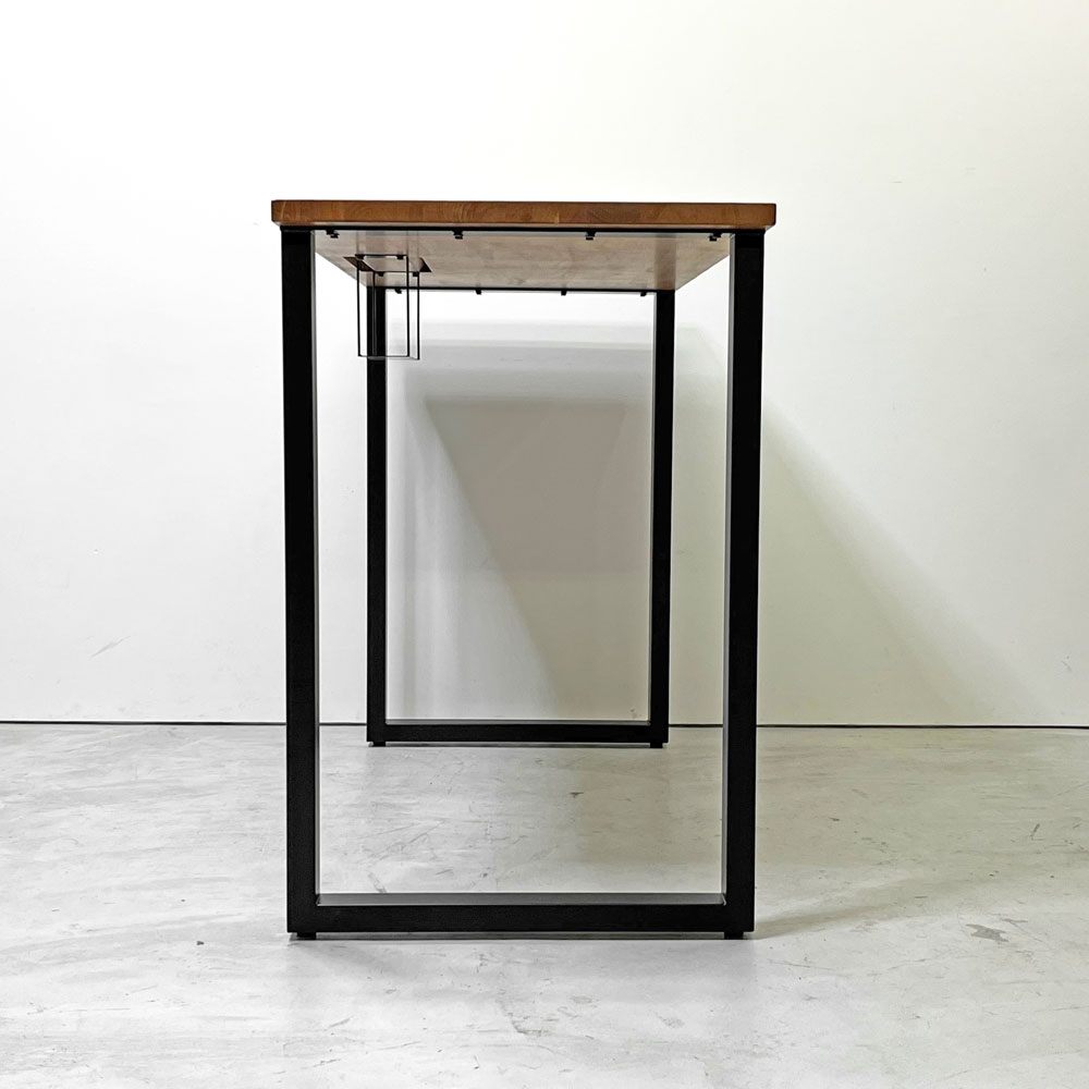 かなでもの KANADEMONO ザ・テーブル THE TABLE スタンディングデスク ラバーウッド材 ブラウン × ブラックスチール脚 W155xH104cm ●