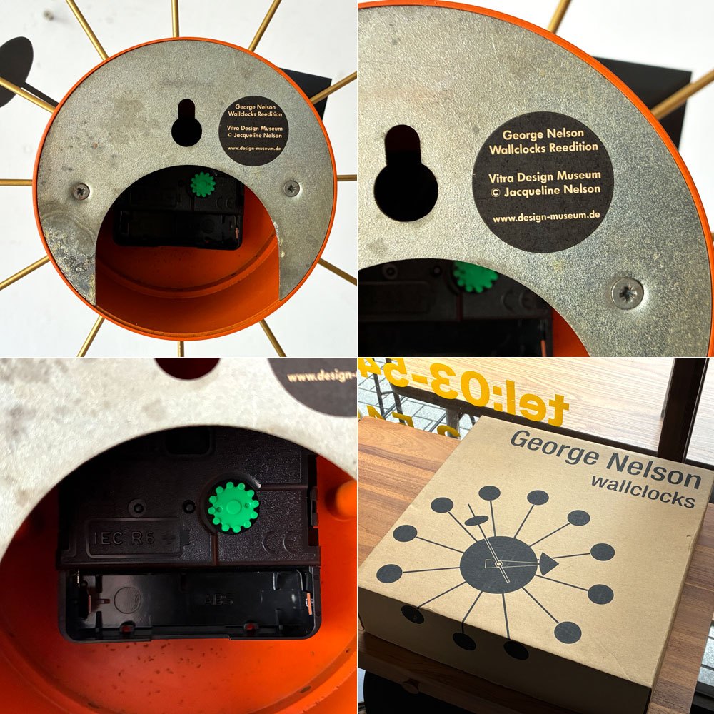 ヴィトラ Vitra ジョージネルソン George Nelson ボールクロック オレンジ ネルソンクロック ウォールクロック ミッドセンチュリー 動作確認済み 正規品 ★