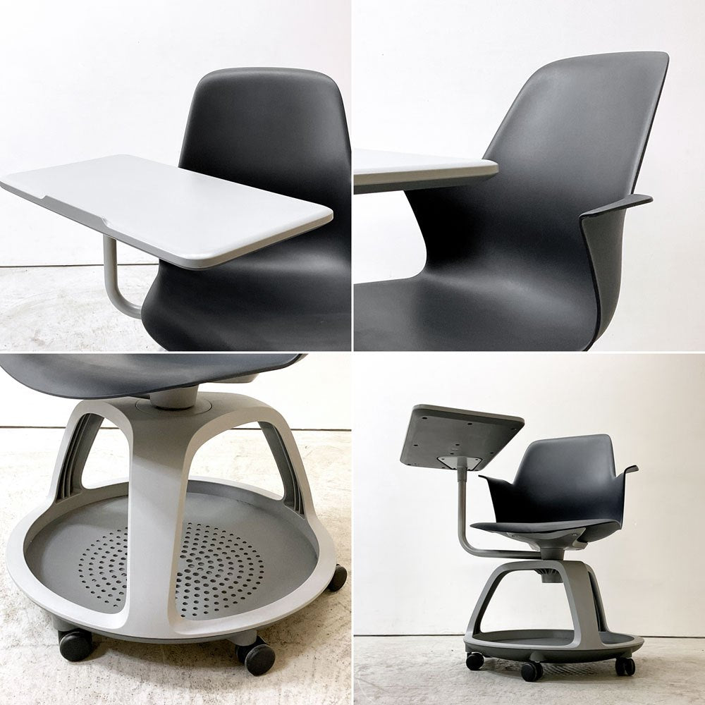 スチールケース Steelcase ノード node ミーティングチェア オフィスチェア ネイビー 可動式サイドテーブル＆キャスター付 ●