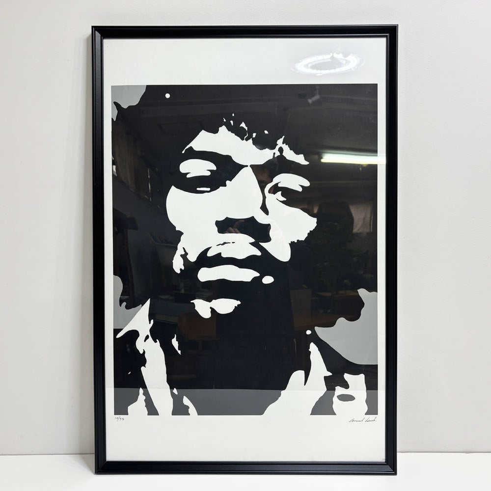 コンラッドリーチ CONRAD LEACH ジミ・ヘンドリックス Jimi Hendrix シルクスクリーン アートフレーム ポスター ポップアート 10/33 希少 56.5×70.5cm(スクリーンサイズ) 額装品 ●