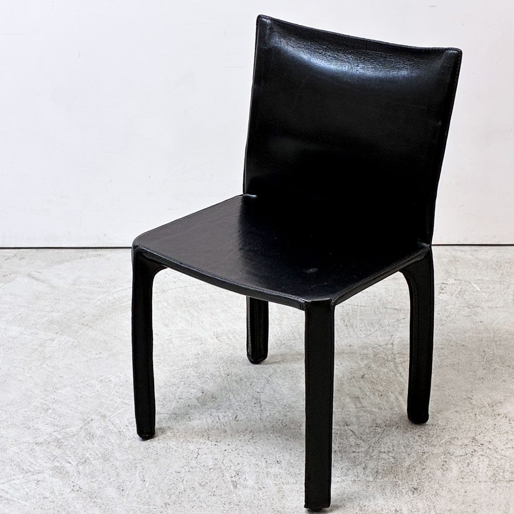 カッシーナ Cassina キャブチェア 412 CAB CHAIR アームレス 最高級本革 マリオ・ベリーニ MoMA 永久展示品 イタリアンモダン ●