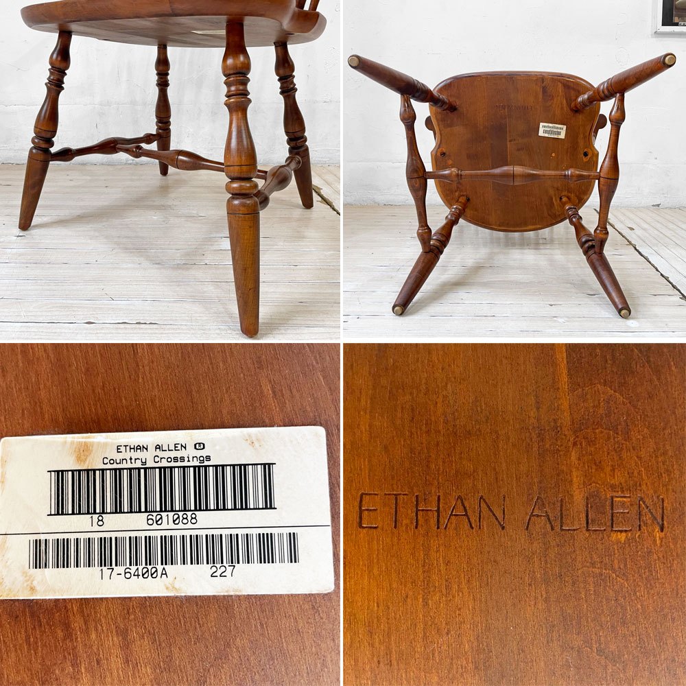 イーセンアーレン Ethan Allen ボウバック ウィンザーチェア アームダイニングチェア カントリースタイル 米国家具 ★