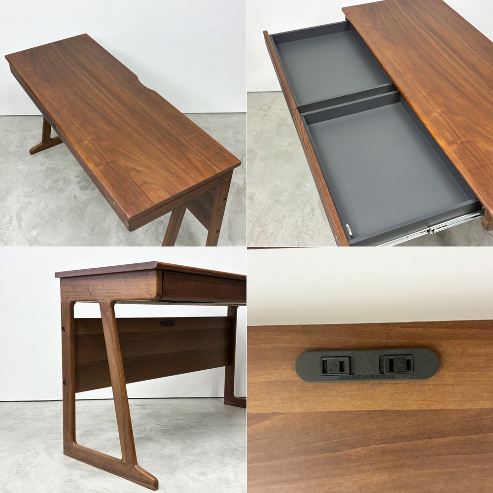 一世紀 ISSEIKI FRINK-2 DESK 130 ウォールナット材 W130cm 学習机 ワークデスク 引き出し付き 旧モデル ◎