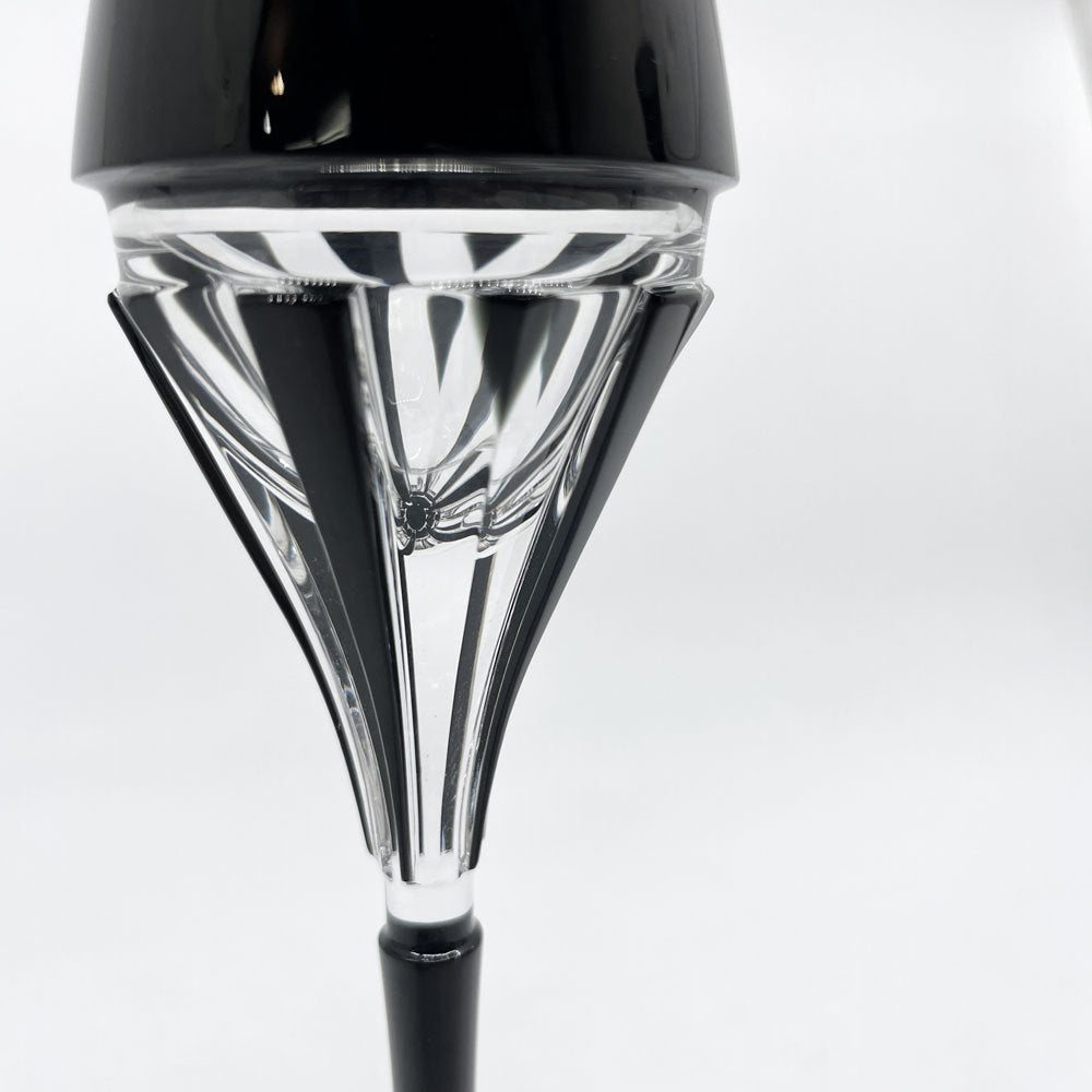 保谷クリスタル HOYA CRYSTAL ブラックベルベット BLACK VELVET シャンパングラス コーンカットステム型 カラーガラス 美品 ●