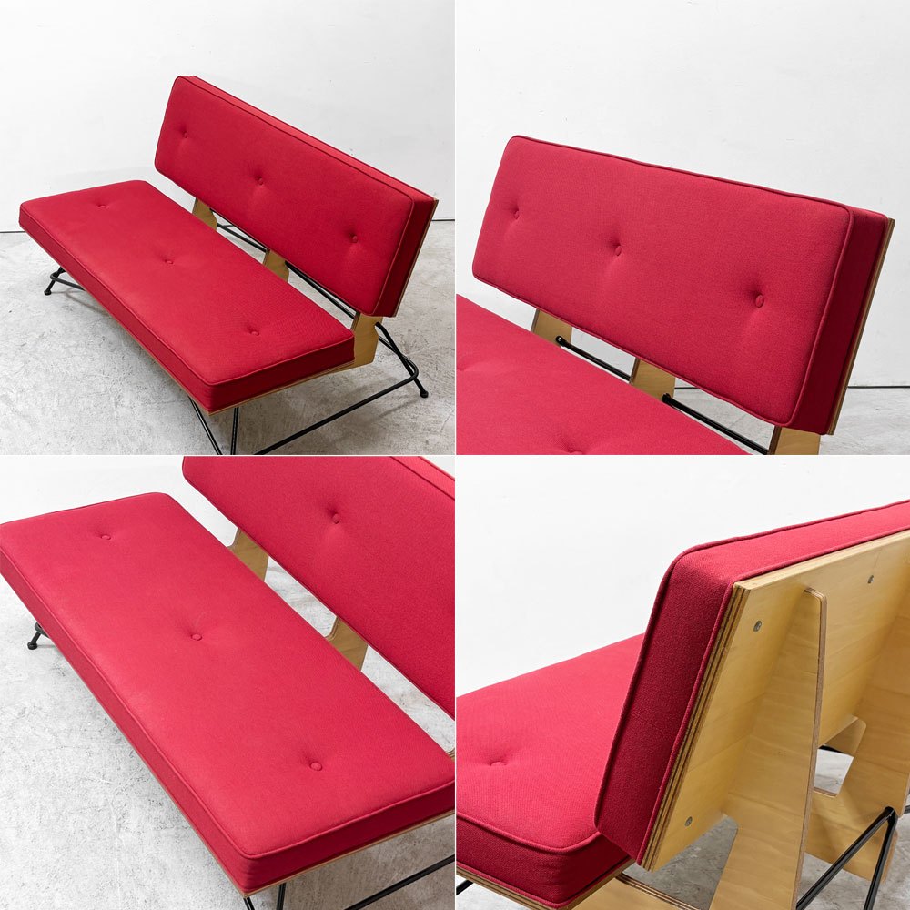 ドワーフ DWARF マイスター MEISTER MS2 2Pソファ 2人掛け レッド系 ファブリック スチール W123cm ミッドセンチュリーモダン ●