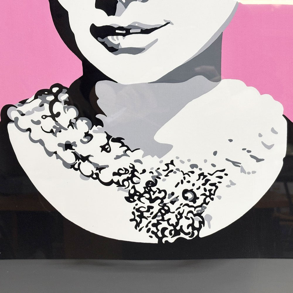 コンラッドリーチ CONRAD LEACH オードリー・ヘップバーン Audrey Hepburn シルクスクリーン アートフレーム ポスター ポップアート 28/30 希少 40×81cm(スクリーンサイズ) 額装品 ピンク ●