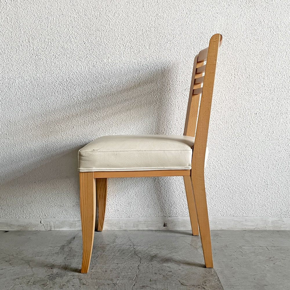カッシーナイクスシー Cassina ixc. カジノ CASINO ダイニングチェア ビーチ材 レザーシート オフホワイト系 フィリップ・ユーレル Philippe Hurel 廃番 B 〓