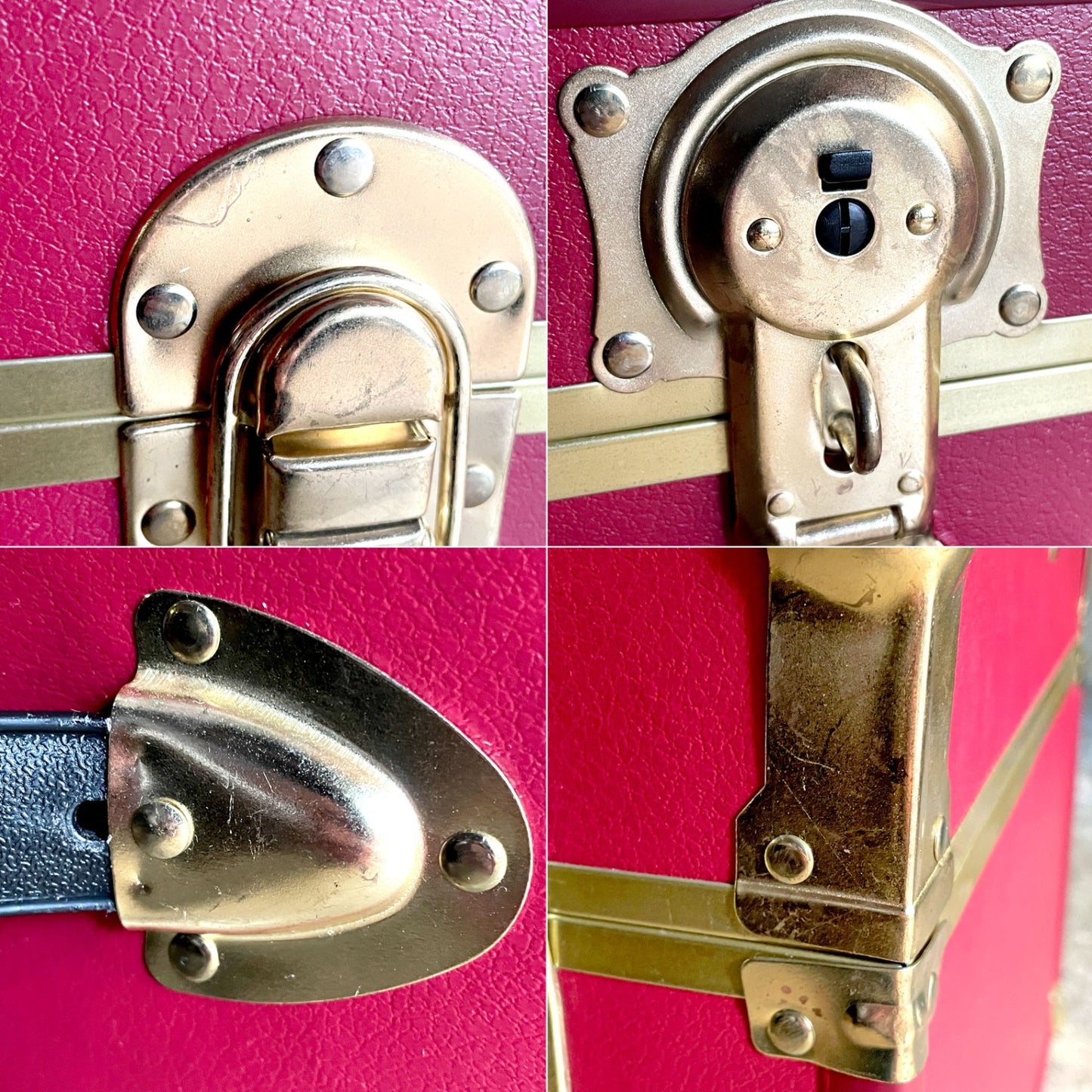 スワード トランク Seward Trunk トランクボックス ビニールレザー レッド ゴールド 鍵付き 収納 アメリカ ■