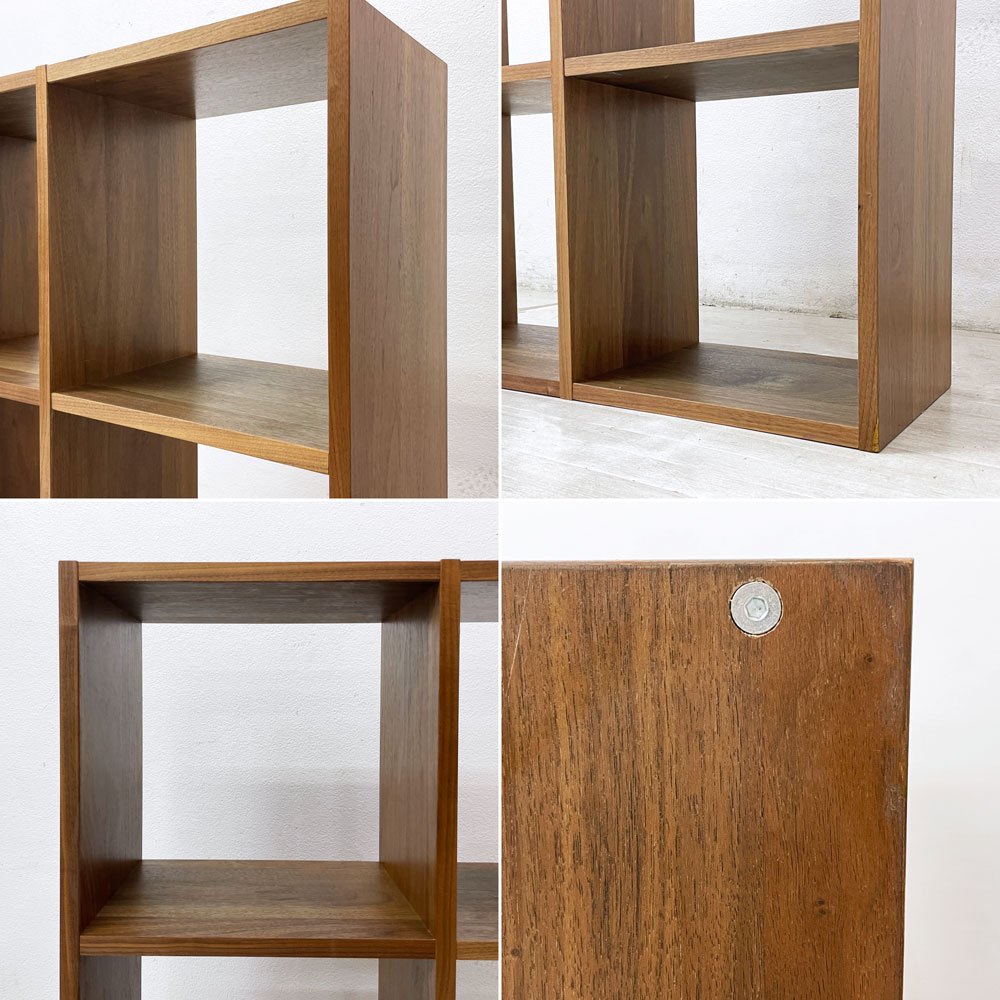 無印良品 MUJI スタッキングシェルフ 2列3段 ウォールナット材 本棚 飾り棚 収納棚 コの字棚 ストッパー4個付き 参考定価￥38,390- ●
