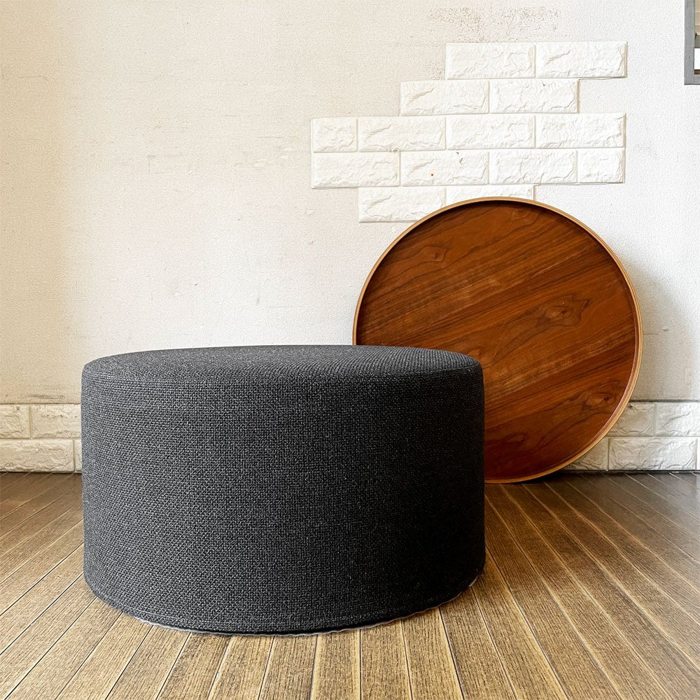 ソフトライン SOFTLINE ドラムスパフ DRUMS POUF スツール リビングテーブル ウォールナットトレイ Φ60cm アクタス取扱 定価￥69,300- ◎