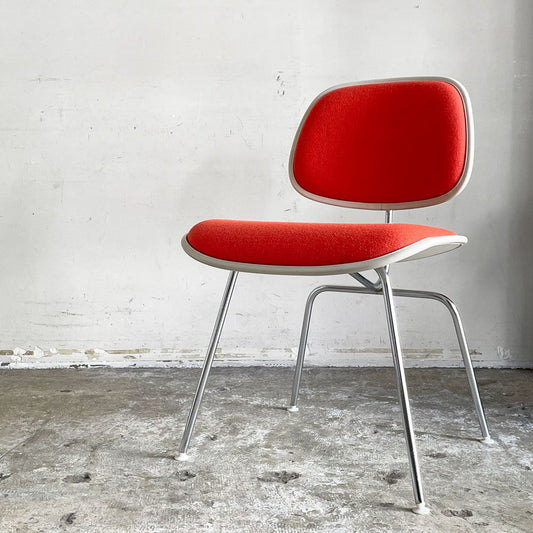 ハーマンミラー Herman Miller ツーピースプラスチックチェア Two Piece Plastic Chair DCM ホワイト オレンジ ファブリック張替済 ビンテージ 希少 ■