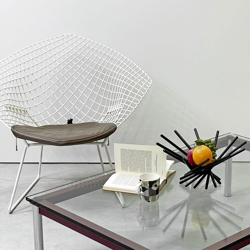 ノル Knoll ダイヤモンドチェア Diamond Chair ラウンジチェア ビンテージ ハリー・ベルトイア Harry Bertoia ホワイトフレーム シートパッド付 ミッドセンチュリー ●