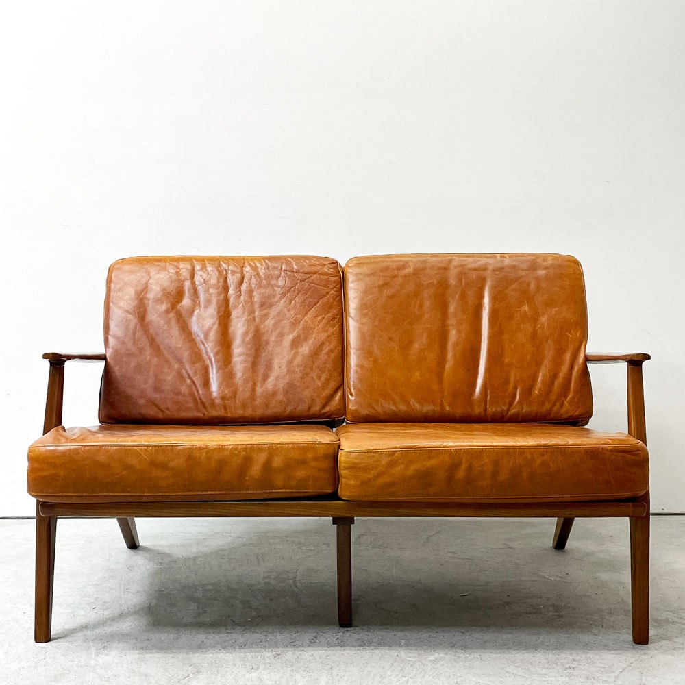 アクメファニチャー ACME Furniture デルマー ソファ 2シーター DELMAR SOFA 2-Seater 2Pソファ レザー張り ブラウン アッシュ材 廃番 ●