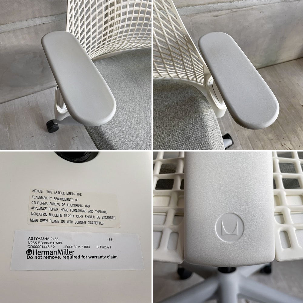 ハーマンミラー HermanMiller セイルチェア SAYL Chair デスクチェア オフィスチェア アジャスタブルアーム ホワイト イヴ・ベアール 2021年製 ♪