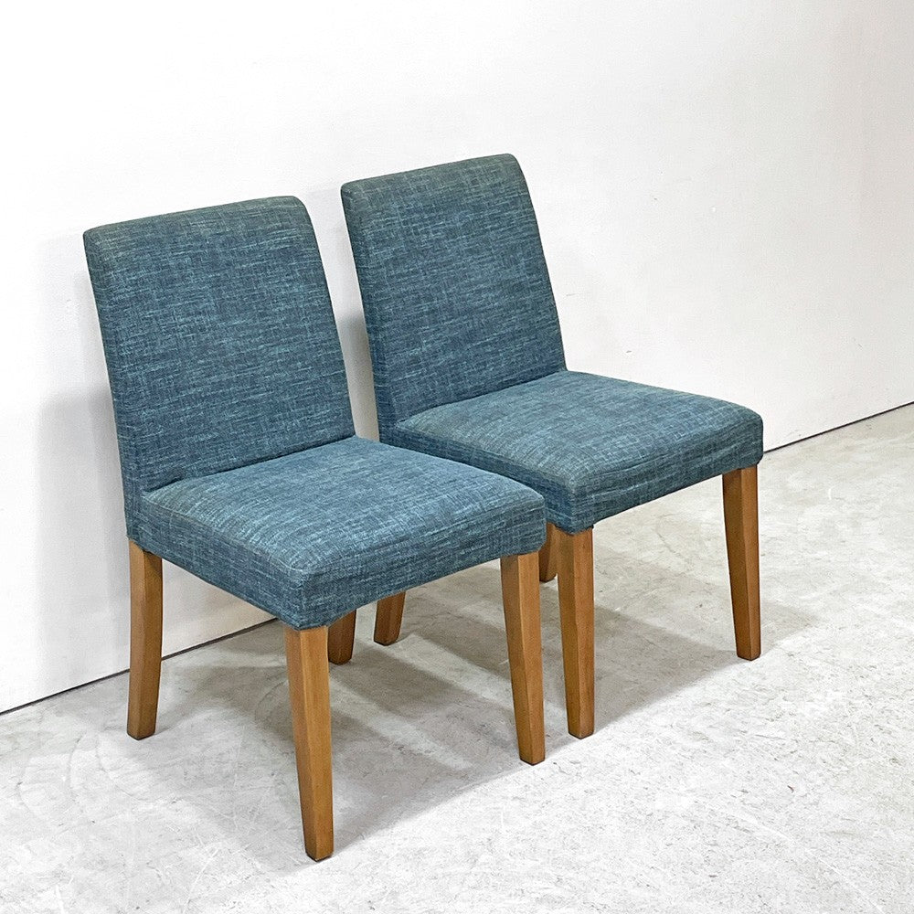 ボーコンセプト BoConcept カバーリング ダイニングチェア ファブリックシート ブルー系 北欧デンマーク 2脚セット ●
