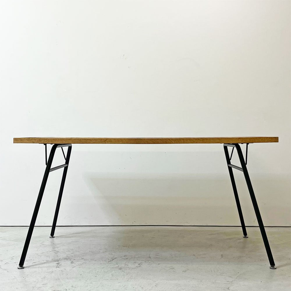 モモナチュラル MOMO Natural ダイニングテーブル PARQUET TOP オーク材 W142cm ISO STEEL LEG ナチュラルモダン ●
