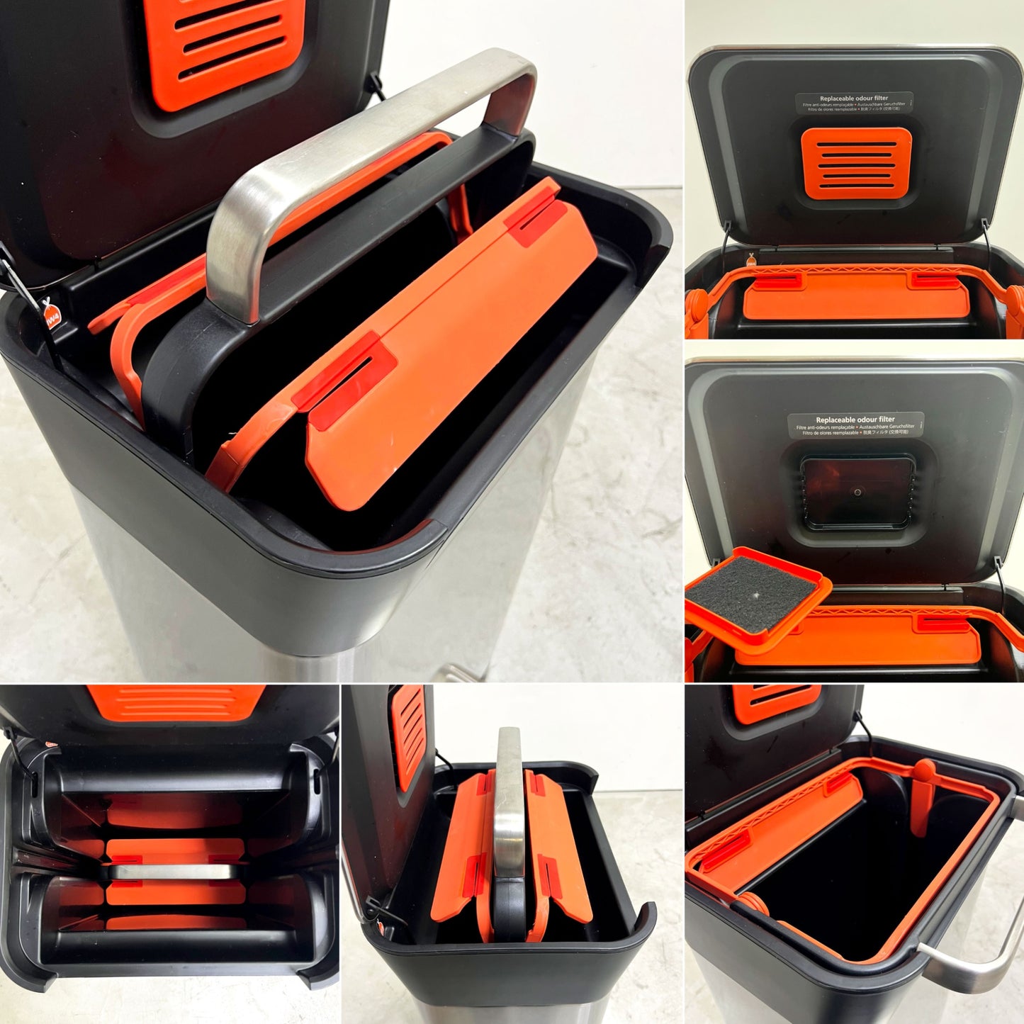 ジョセフジョセフ Joseph Joseph ゴミ箱 クラッシュボックス ステンレス 30L イタリア シルバー フットペダル ●