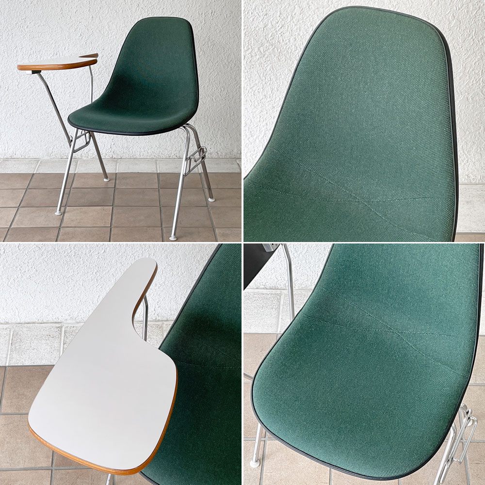 ハーマンミラー Herman Miller サイドシェルチェア セカンド 2nd ビンテージ アプホルスター スクールベース 肘掛けテーブル付 イームズ ミッドセンチュリー C ◇