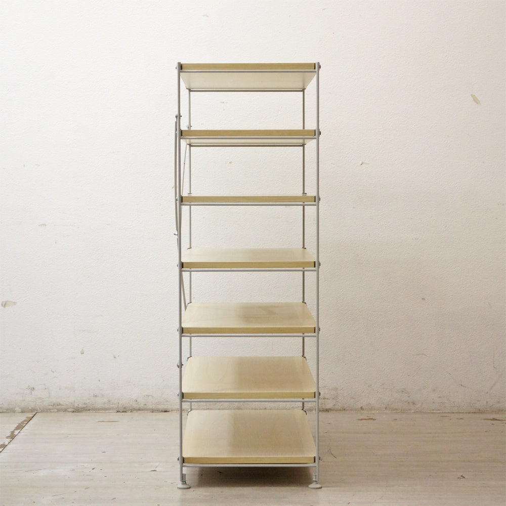 無印良品 MUJI スチールユニットシェルフ オープンシェルフ 7段 W84cm H120㎝ 木製棚板 ●