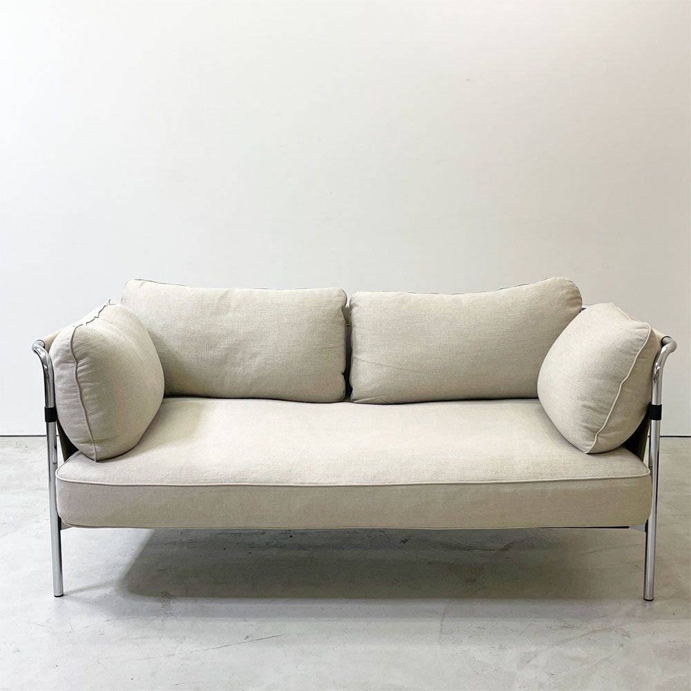 ヘイ HAY キャンソファ CAN SOFA 2シーター ソファ ロナン＆エルワン・ブルレック Ronan & Erwan Bouroullec ベージュ ファブリック クロームフレーム 北欧モダン ●