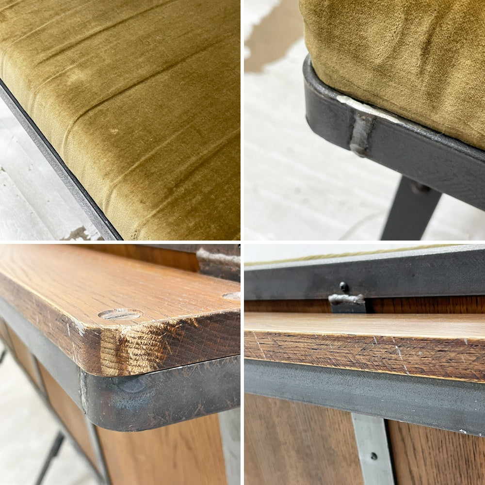 トラックファニチャー TRUCK FURNITURE バードベンチ Bird BENCH W180cm スチール ナラ無垢材 F-72 OLIVE VELUDO インダストリアル 定価：￥ 374,000-●
