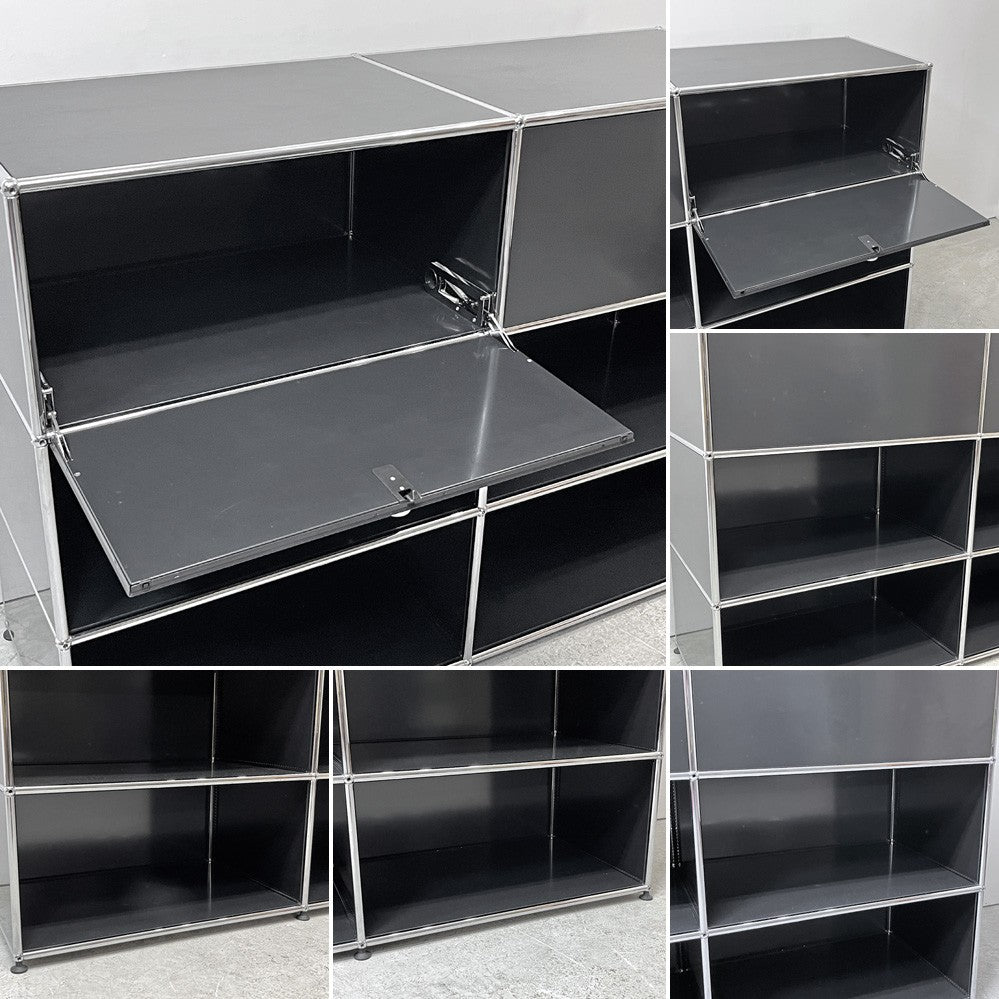ユーエスエムハラー USMハラー USM Haller キャビネット オープンシェルフ 2列3段 ドロップダウンドア 鍵付き グラファイトブラック モダンデザイン スイス ●