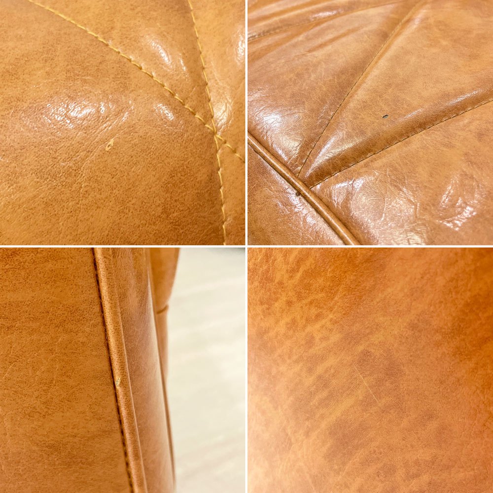 ビーカンパニー B-COMPANY クルー CREWE 2pソファ クレイ レトロモダン PVCレザー キルティング ステッチ 定価 72,600円 ●