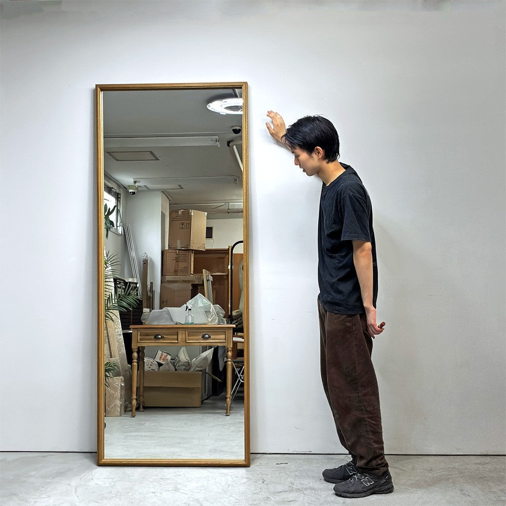 モーブレーワークス MOBLEY WORKS ウォールミラー Full-length Mirror オーク材フレーム スタンドミラー H200cm 店舗什器 ナチュラルモダン ●