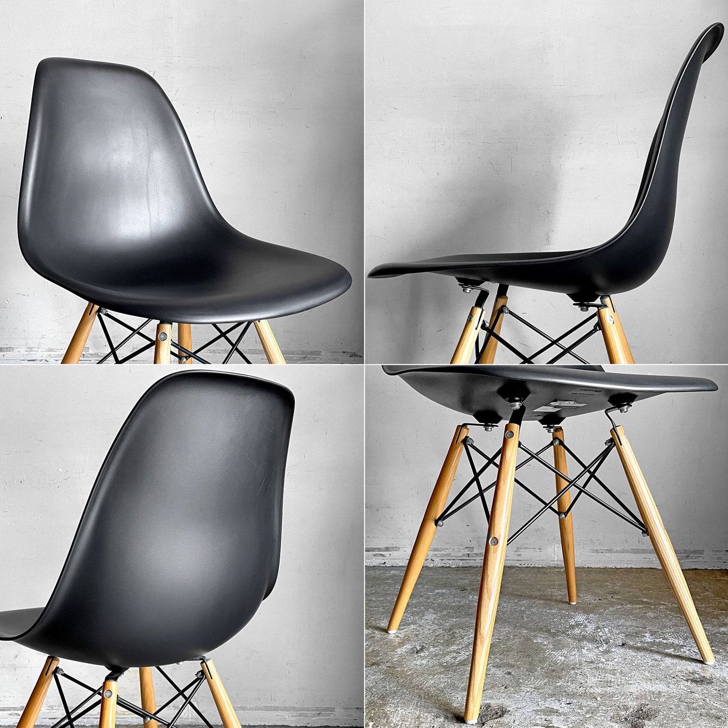 ハーマンミラー Herman Miller × ヴィトラ vitra サイドシェルチェア ブラック ポリプロピレン ダウェルベース C&R イームズ ミッドセンチュリー ■