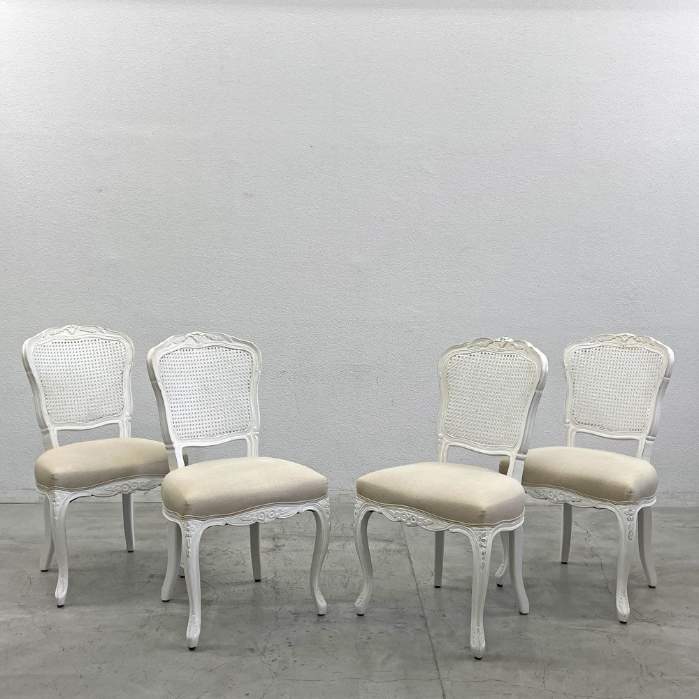 サラグレース Sarah Grace SGD デビュー ダイニングチェア DEBUT DINING CHAIR CHARM BD WHITE&NATURAL LINEN ラタンバック アンティーク風 オーク材 参考価格約55,000円A〓