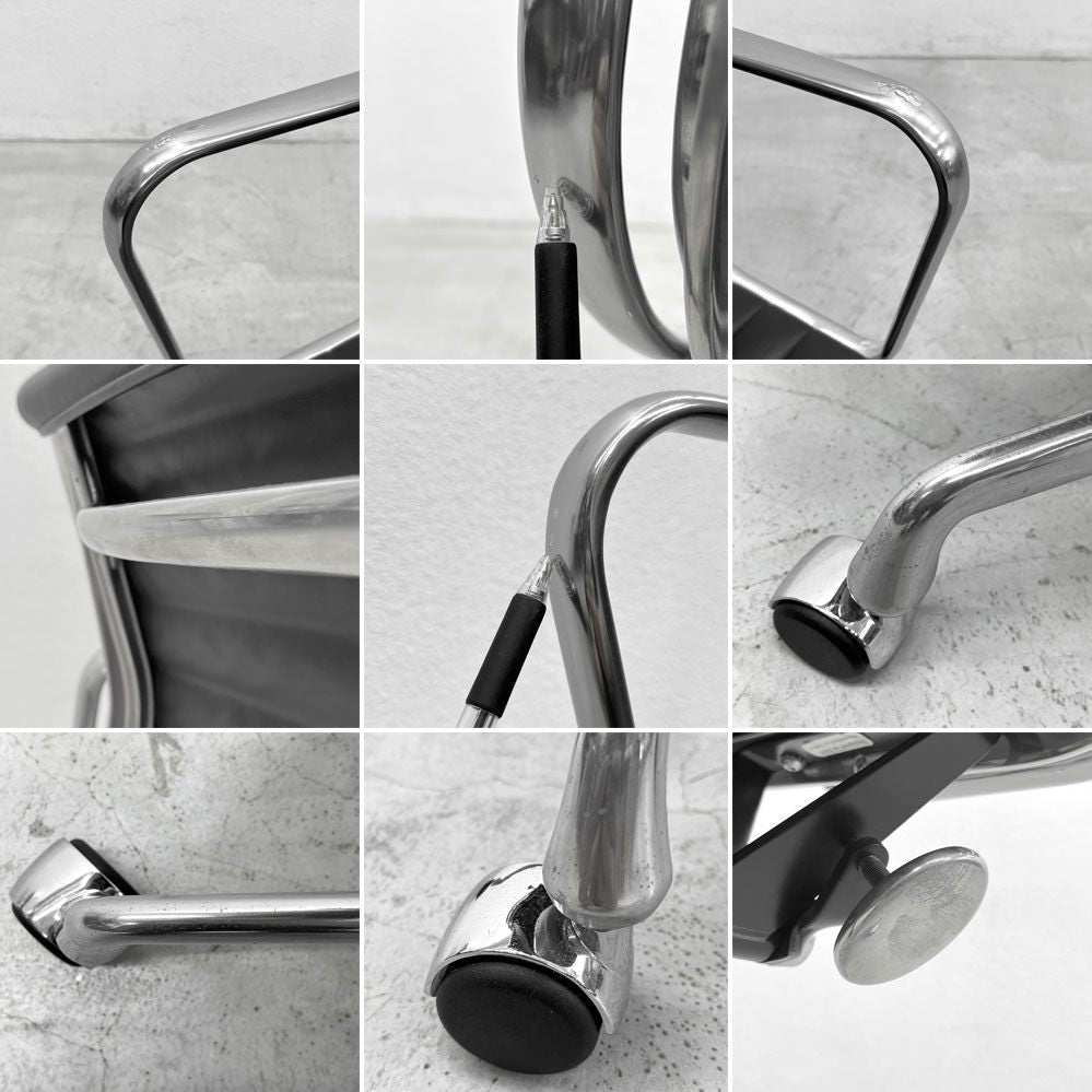 ハーマンミラー Herman Miller イームズアルミナムグループチェア マネージメントチェア アルミバフベース ガス圧昇降仕様 5本脚 キャスタータイプ 本革 イームズ 〓
