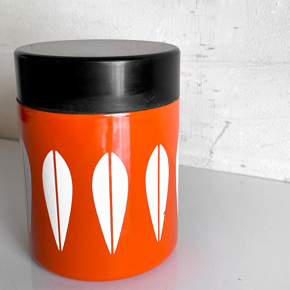 キャサリンホルム Cathrineholm ロータス Lotus キャニスター 缶 オレンジ 蓋付き アルミ製 北欧 ビンテージ ■