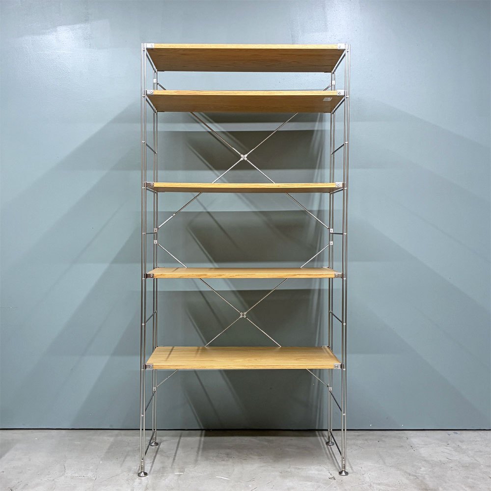 無印良品 MUJI ステンレスユニットシェルフ オーク材 ワイド 大 W86 H175cm ナチュラルデザイン ◎
